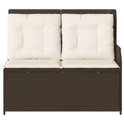 Banc inclinable de jardin avec coussins marron résine tressée 559654559654