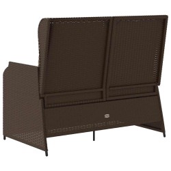 Banc inclinable de jardin avec coussins marron résine tressée 559654559654