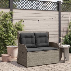 Banc inclinable de jardin avec coussins gris résine tressée 559655559655