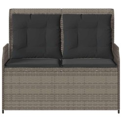 Banc inclinable de jardin avec coussins gris résine tressée 559655559655