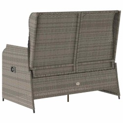 Banc inclinable de jardin avec coussins gris résine tressée 559655559655