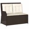 Banc inclinable de jardin avec coussins marron résine tressée 559656559656