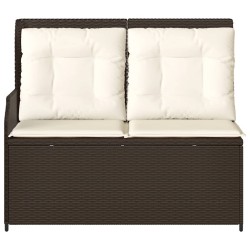 Banc inclinable de jardin avec coussins marron résine tressée 559656559656