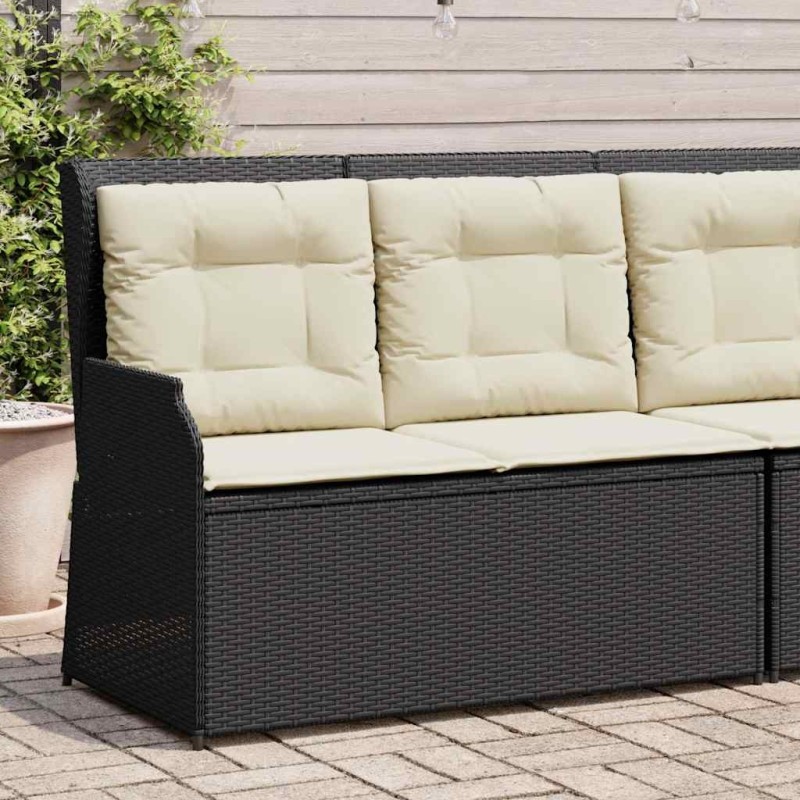 Banc inclinable de jardin avec coussins noir résine tressée 559657559657