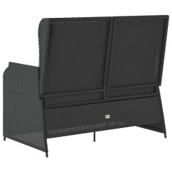 Banc inclinable de jardin avec coussins noir résine tressée 559658559658