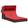 Chaise longue double avec auvent et coussins marron poly rotin 559660559660