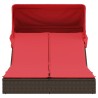Chaise longue double avec auvent et coussins marron poly rotin 559660559660