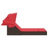 Chaise longue double avec auvent et coussins marron poly rotin 559660559660