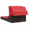 Chaise longue double avec auvent et coussins marron poly rotin 559660559660