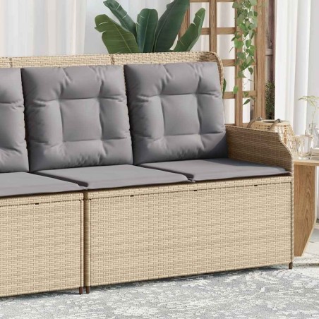 Banc inclinable de jardin avec coussins beige résine tressée 559661559661