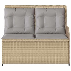 Banc inclinable de jardin avec coussins beige résine tressée 559661559661