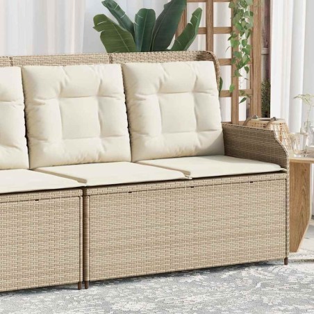 Banc inclinable de jardin avec coussins beige résine tressée 559662559662