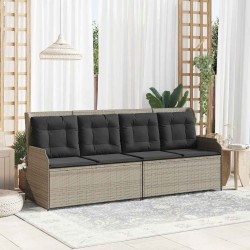 Banc inclinable de jardin et coussins gris clair résine tressée 559663559663