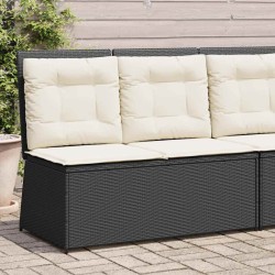 Banc inclinable de jardin avec coussins noir résine tressée 559664559664