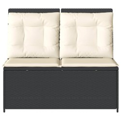 Banc inclinable de jardin avec coussins noir résine tressée 559664559664