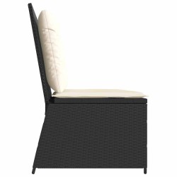 Banc inclinable de jardin avec coussins noir résine tressée 559664559664