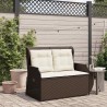 Banc inclinable de jardin avec coussins marron résine tressée 559668559668