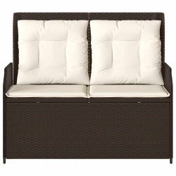Banc inclinable de jardin avec coussins marron résine tressée 559668559668