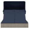 Chaise longue double et auvent et coussins gris résine tressée 559669559669
