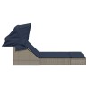 Chaise longue double et auvent et coussins gris résine tressée 559669559669