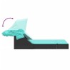 Chaise longue double et auvent et coussins noir résine tressée 559670559670