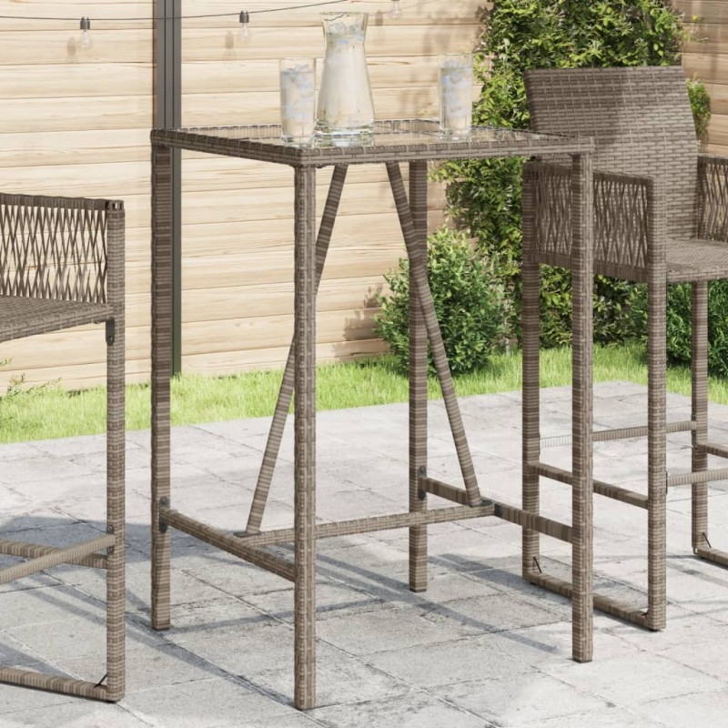 Table de bar d’extérieur gris 70x70x110 cm poly rotin 559673559673