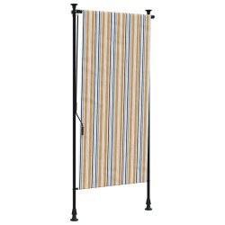 Store roulant d'extérieur jaune et blanc 100x270 cm tissu acier 559675559675