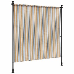 Store roulant d'extérieur jaune et blanc 200x270 cm tissu acier 559676559676