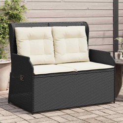 Banc inclinable de jardin avec coussins noir résine tressée 559679559679