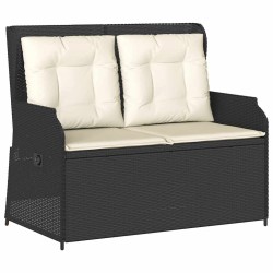 Banc inclinable de jardin avec coussins noir résine tressée 559679559679