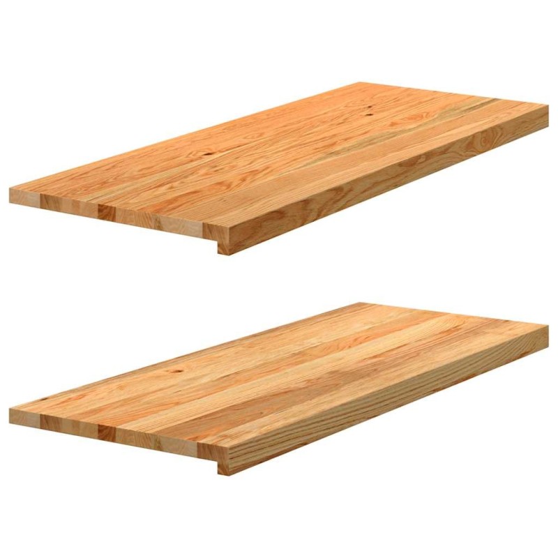 Appuis de fenêtre 2 pcs marron clair bois de chêne massif 559838559838