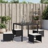Tabourets de jardin et coussins lot de 4 noir 40x40x35 cm rotin 559914559914