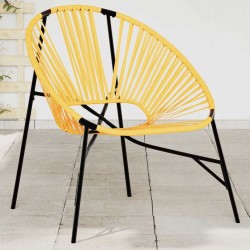 Chaise œuf de jardin noir et jaune résine tressée 559995559995
