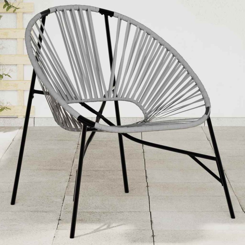 Chaise œuf de jardin noir et gris clair résine tressée 559997559997