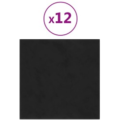 Tête de lit murale 12 pcs Noir 30 x 30 cm Velours 560030560030