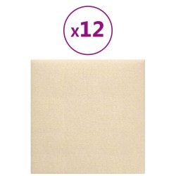 Tête de lit murale 12 pcs Crème 30 x 30 cm tissu 560032560032