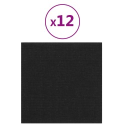 Tête de lit murale 12 pcs Noir 30 x 30 cm tissu 560035560035
