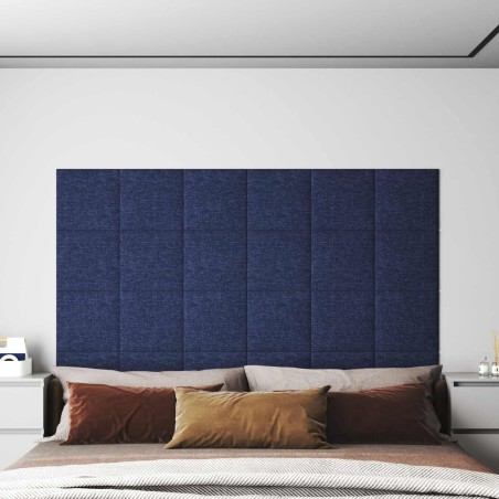 Tête de lit murale 12 pcs Bleu 30 x 30 cm tissu 560036560036