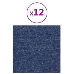Tête de lit murale 12 pcs Bleu 30 x 30 cm tissu 560036560036