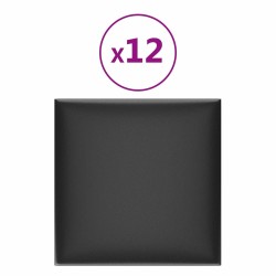 Tête de lit murale 12 pcs Noir 30 x 30 cm tissu 560037560037