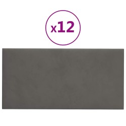 Tête de lit murale 12 pcs Gris foncé 30 x 15 cm Velours 560044560044
