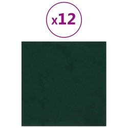 Tête de lit murale 12 pcs Vert foncé 30 x 30 cm Velours 560053560053