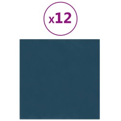 Tête de lit murale 12 pcs Bleu 30 x 30 cm Velours 560054560054