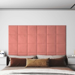 Tête de lit murale 12 pcs Rose 30 x 30 cm Velours 560055560055