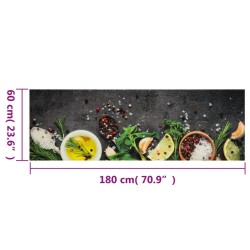Tapis de cuisine lavable impression d'épices 60x180 cm velours 560074560074
