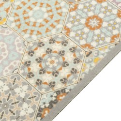 Tapis de cuisine lavable impression pastel hexagonale 60x300 cm 560078560078