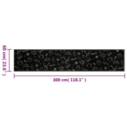 Tapis de cuisine lavable imprimé Morning noir 60x300 cm velours 560080560080
