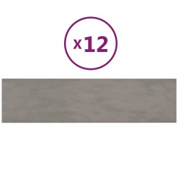 Tête de lit murale 12 pcs Gris clair 60 x 15 cm Velours 560087560087