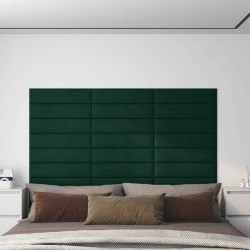 Tête de lit murale 12 pcs Vert foncé 60 x 15 cm Velours 560088560088