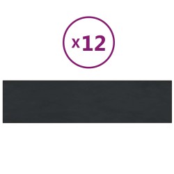 Tête de lit murale 12 pcs Noir 60 x 15 cm Velours 560093560093
